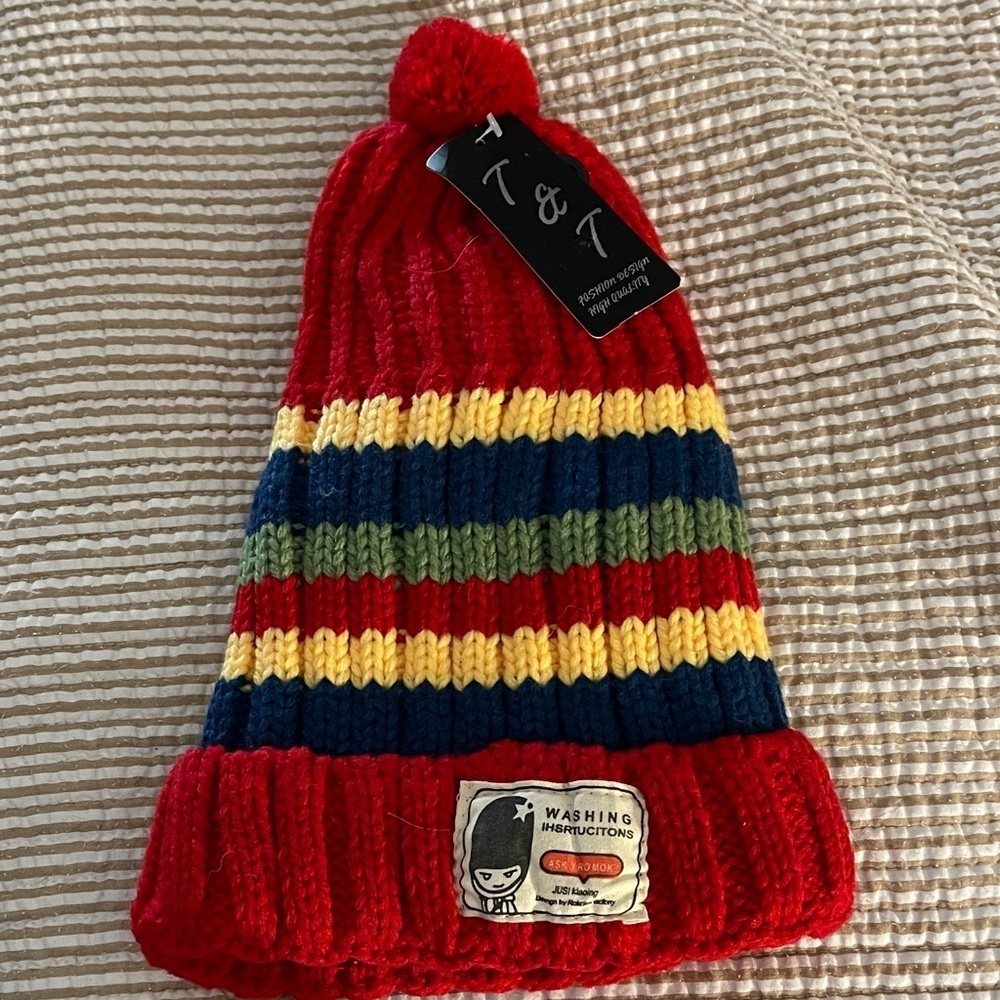 Colorful and Warm Striped Beanie with silky Sherpa Lining for style and warmth